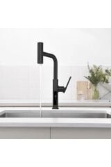 SİYAH ÇOK MODLU SPİRALLİ MUTFAK EVYE BATARYASI DİJİTAL LED EKRAN FONKSİYONEL ÇEK BIRAK BAŞLIK