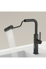 SİYAH ÇOK MODLU SPİRALLİ MUTFAK EVYE BATARYASI DİJİTAL LED EKRAN FONKSİYONEL ÇEK BIRAK BAŞLIK