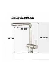 ARITMALI EVYE BATARYASI INOX SPİRALLİ MUTFAK MUSLUK YENİ FONKSİYONEL ÇOK MOD BAŞLIK 3 YOLLU MAT GRİ