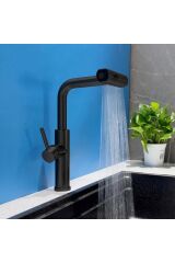 ÇOK MODLU SİYAH MUTFAK EVYE BATARYASI SPİRALLİ ÇEK BIRAK BAŞLIK YAĞMURLAMA