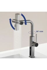 ANTRASİT ÇOK MODLU SPİRALLİ MUTFAK EVYE BATARYASI DİJİTAL LED EKRAN FONKSİYONEL ÇEK BIRAK BAŞLIK