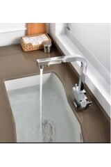 KROM KARE ARITMALI MUTFAK EVİYE BATARYASI 3 YOLLU L BORU LÜX SU TASARUFLU MUSLUK  GARANTİLİ