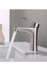 INOX LAVABO BATARYASI MAT GRİ PASLANMAZ GARANTİLİ MUSLUK PRİNÇ AÇ KAPA ERGONOMİK