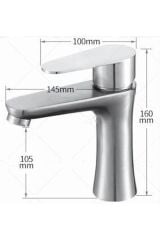 INOX LAVABO BATARYASI MAT GRİ PASLANMAZ GARANTİLİ MUSLUK PRİNÇ AÇ KAPA ERGONOMİK