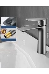 SİYAH LAVABO BATARYASI BLACK PASLANMAZ GARANTİLİ MUSLUK PRİNÇ AÇ KAPA ERGONOMİK