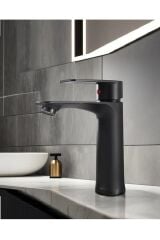 SİYAH LAVABO BATARYASI BLACK PASLANMAZ GARANTİLİ MUSLUK PRİNÇ AÇ KAPA ERGONOMİK