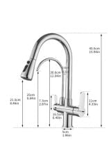 Krom Arıtmalı Spiralli Mutfak Evye Bataryası Gümüş Fonksiyonel 3 Modlu