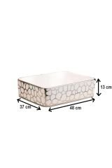 ÇANAK LAVABO KARE DİKDÖRTGEN GÜMÜŞ  37*48*13 CM TEZGAH ÜSTÜ SERAMİK KROM DESENLİ LÜKS