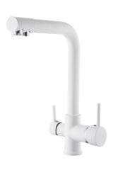 BEYAZ ARITMALI MUTFAK EVİYE BATARYASI 3 YOLLU L BORU LÜX SU TASARUFLU MUSLUK  GARANTİLİ