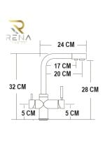 BEYAZ ARITMALI MUTFAK EVİYE BATARYASI 3 YOLLU L BORU LÜX SU TASARUFLU MUSLUK  GARANTİLİ