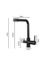 SİYAH ARITMALI MUTFAK EVİYE BATARYASI 3 YOLLU L BORU LÜX SU TASARUFLU MUSLUK  GARANTİLİ