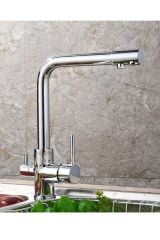 KROM ARITMALI MUTFAK EVİYE BATARYASI 3 YOLLU L BORU LÜX SU TASARUFLU MUSLUK  GARANTİLİ