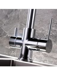 KROM ARITMALI MUTFAK EVİYE BATARYASI 3 YOLLU L BORU LÜX SU TASARUFLU MUSLUK  GARANTİLİ