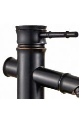 Bambu Model Siyah Rustik Lavabo Bataryası Banyo Musluğu Mat Siyah Lavabo Armatür Otantik Görünüm