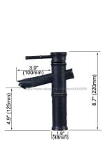 Bambu Model Siyah Rustik Lavabo Bataryası Banyo Musluğu Mat Siyah Lavabo Armatür Otantik Görünüm
