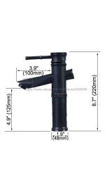 Bambu Model Siyah Rustik Lavabo Bataryası Banyo Musluğu Mat Siyah Lavabo Armatür Otantik Görünüm