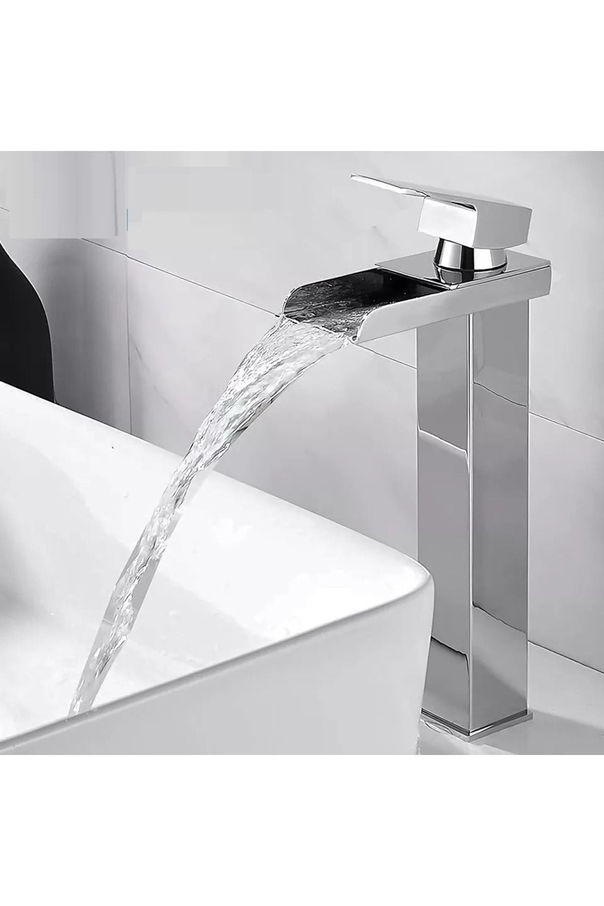 Krom Çanak Lavabo Bataryası Havza Model Uzun/yüksek Lavabo Musluğu Çift Girişli Armatür