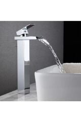 Krom Çanak Lavabo Bataryası Havza Model Uzun/yüksek Lavabo Musluğu Çift Girişli Armatür
