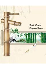 Bambu Model Rustik Antik Lavabo Bataryası Banyo Çanak Musluğu Eskitme Lavabo Armatür Otantik Bakır