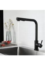 SİYAH SPİRALLİ MUTFAK EVYE BATARYASI ÇİFT MODLU TASARRUF FONKSİYONLU MAT SİYAH UZATMALI YENİ MODEL