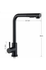 SİYAH SPİRALLİ MUTFAK EVYE BATARYASI ÇİFT MODLU TASARRUF FONKSİYONLU MAT SİYAH UZATMALI YENİ MODEL