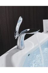 Krom Lüks Lavabo Batarya Oval Gümüş Gri Banyo Lavabo Musluğu Çift Giriş Özel Seri Sarı Prinç Gövde