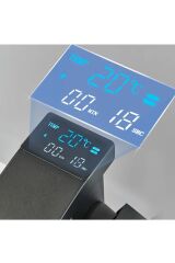 Dijital Sıcaklık Göstergeli Siyah Kare Lavabo Bataryası Musluğu Çiftgirişli Armatür Sayaç Ekranlı