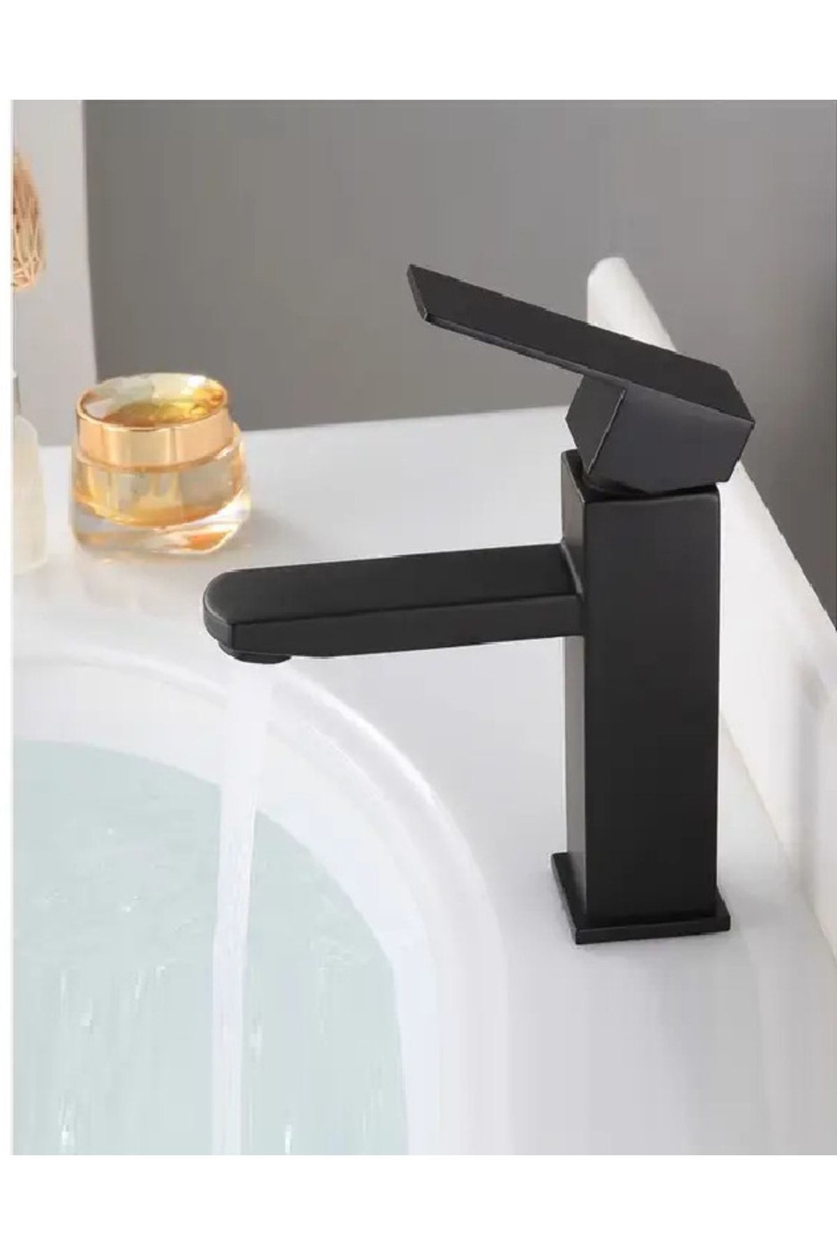 Siyah Lavabo Bataryası Banyo Musluğu Paslanmaz Mat Black Çift Girişli Lüx Paslanmaz