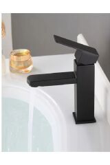 Siyah Lavabo Bataryası Banyo Musluğu Paslanmaz Mat Black Çift Girişli Lüx Paslanmaz