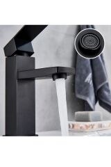 Siyah Lavabo Bataryası Banyo Musluğu Paslanmaz Mat Black Çift Girişli Lüx Paslanmaz