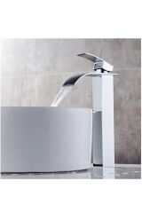 Krom Çanak Lavabo Bataryası Oval Havza Model Uzun/yüksek Gümüş Gri Lavabo Musluğu Çift Girişli