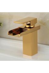 Gold Lavabo Bataryası Yeni Havza Model Yüksek Kalite Altın Lavabo Musluğu Çift Girişli Armatür