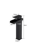 Siyah Çanak Lavabo Bataryası Havza Model Uzun/yüksek Lavabo Musluğu Çift Girişli Armatür