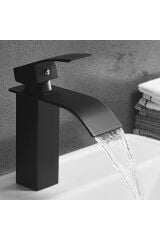 Siyah Lavabo Bataryası Oval Çıkış Havza Model Yüksek Kalite Lavabo Musluğu Çiftgirişli Armatür