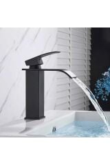 Siyah Lavabo Bataryası Oval Çıkış Havza Model Yüksek Kalite Lavabo Musluğu Çiftgirişli Armatür