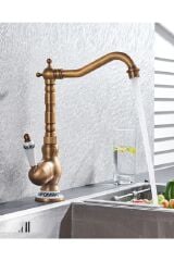 Rustik Antik Evye Bataryası Mutfak Musluğu Eskitme Osmanlı Lavabo Çanak Armatür Otantik
