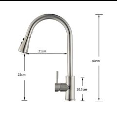 Inox Spiralli Mutfak Evye Bataryası Çift Modlu Tasarruf Fonksiyonlu Mat Krom Uzatmalı Eviye Musluğu
