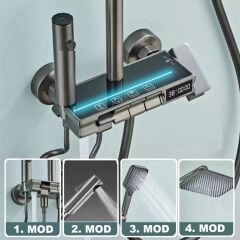 ANTRESİT DIJITAL EKRAN  PİYANO FONKSİYONEL AKILLI DUŞ SİSTEM BANYO BATARYA ROBOT YAĞMURLAM AMBİYANS