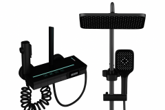 SİYAH DIJITAL EKRAN  PİYANO FONKSİYONEL AKILLI DUŞ SİSTEM BANYO BATARYA ROBOT YAĞMURLAM AMBİYANS LED