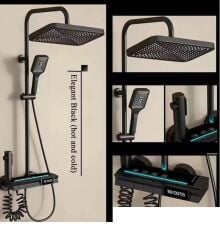 SİYAH DIJITAL EKRAN  PİYANO FONKSİYONEL AKILLI DUŞ SİSTEM BANYO BATARYA ROBOT YAĞMURLAM AMBİYANS LED