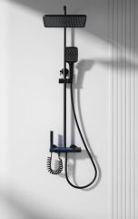 SİYAH DIJITAL EKRAN  PİYANO FONKSİYONEL AKILLI DUŞ SİSTEM BANYO BATARYA ROBOT YAĞMURLAM AMBİYANS LED