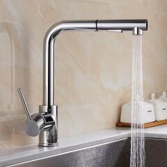 KROM SPİRALLİ EVİYE BATARYASI ÇİFT MODLU ÇEK BIRAK UZAYAN BAŞLIK PRİNÇ GÖVDE MUTFAK MUSLUK
