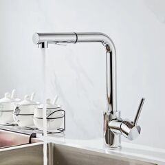 KROM SPİRALLİ EVİYE BATARYASI ÇİFT MODLU ÇEK BIRAK UZAYAN BAŞLIK PRİNÇ GÖVDE MUTFAK MUSLUK