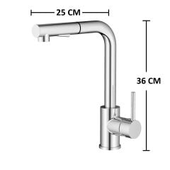 KROM SPİRALLİ EVİYE BATARYASI ÇİFT MODLU ÇEK BIRAK UZAYAN BAŞLIK PRİNÇ GÖVDE MUTFAK MUSLUK