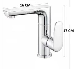 LAVABO BATARYASI KROM BANYO LAVABO MUSLUK AĞIR PRİNÇ GÖVDE DÖNER BORU MODERN LÜKS ARMATÜR GÜMÜŞ GRİ