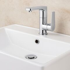 LAVABO BATARYASI KROM BANYO LAVABO MUSLUK AĞIR PRİNÇ GÖVDE DÖNER BORU MODERN LÜKS ARMATÜR GÜMÜŞ GRİ