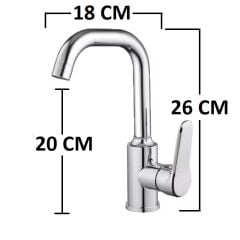 LAVABO BATARYASI KROM BANYO LAVABO MUSLUK AĞIR PRİNÇ GÖVDE DÖNER BORU MODERN LÜKS ARMATÜR GÜMÜŞ GRİ