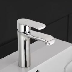 KROM LAVABO BATARYASI GÜMÜŞ PASLANMAZ PRİNÇ YÜKSEK GÖVDE GARANTİLİ BANYO MUSLUK AÇ KAPA ERGONOMİK