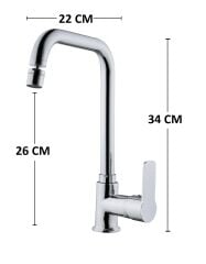 MUTFAK EVYE BATARYASI KROM MODERN 360 DERECE DÖNEBİLİR HAREKETLİ BAŞLIK PRİNÇ GÖVDE GARANTİ L MUSLUK