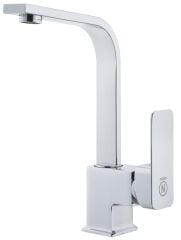 LAVABO BATARYASI KROM KARE BANYO LAVABO MUSLUK AĞIR PRİNÇ GÖVDE DÖNER BORU LÜKS ARMATÜR GÜMÜŞ GRİ